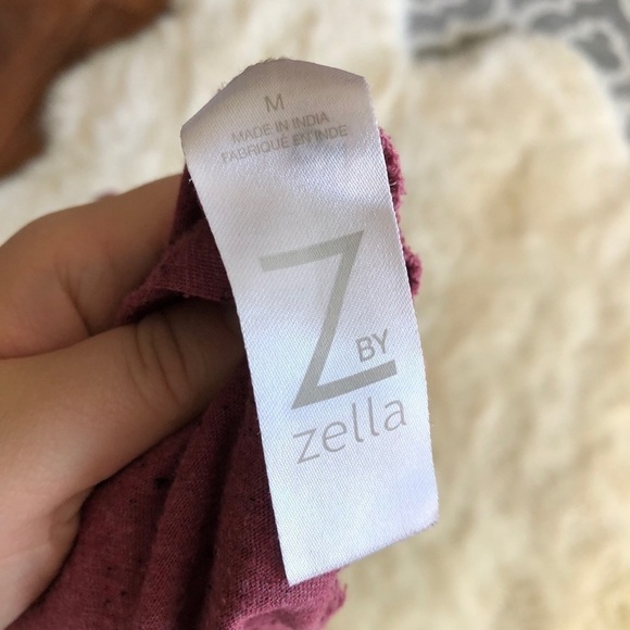 Z By Zella Scoop Neck Tie Back Tee Burgundy Top M - Picture 6 of 8